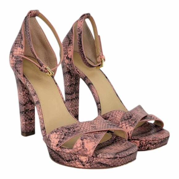 MICHAEL Michael Kors Divia Snake Skin Embossed Platform Sandals Sz 7.5 - Pink - Picture 11 of 11